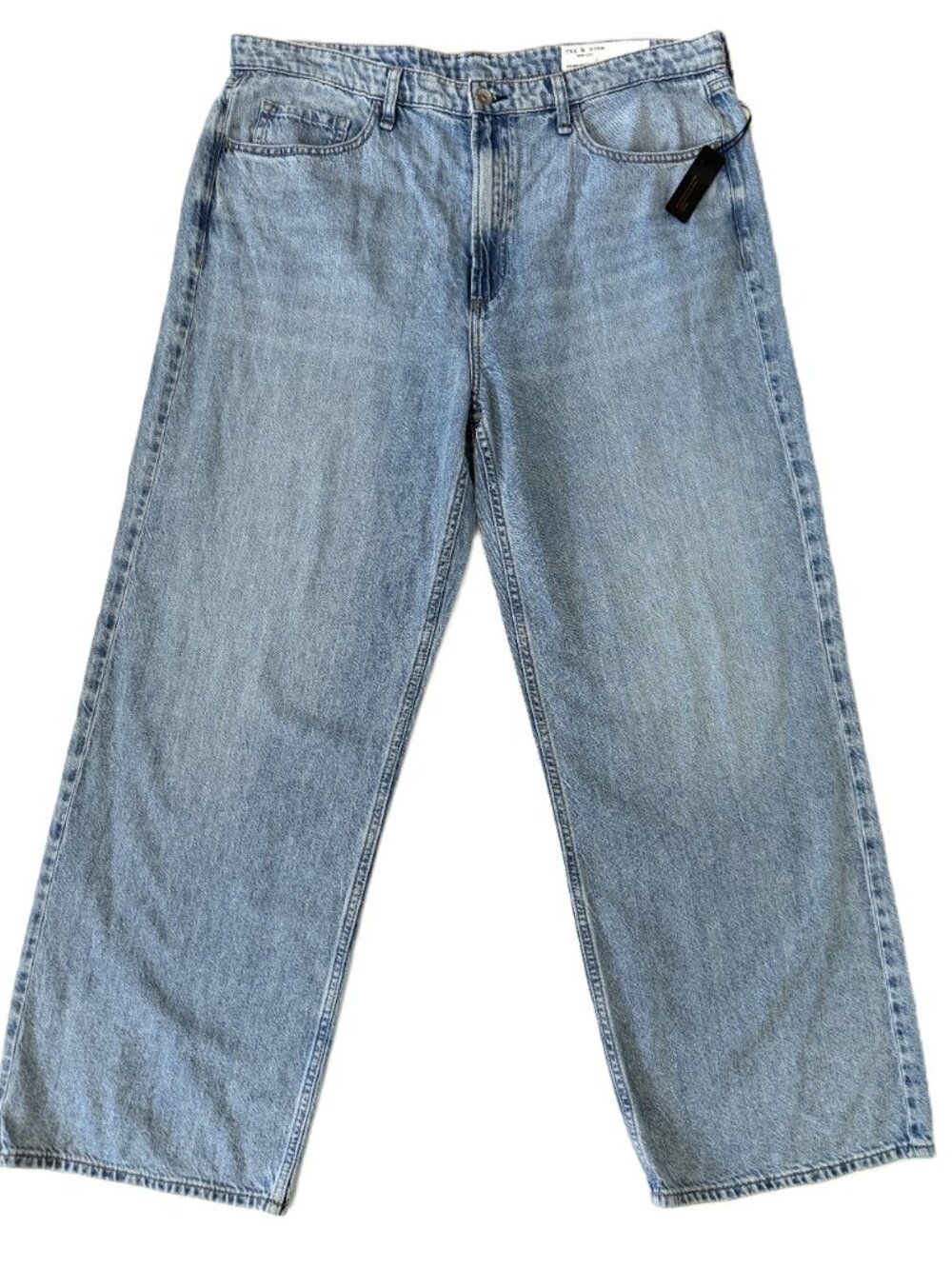 NWOT Rag & Bone Wide Leg Jeans High Rise Relaxed Fit Light Acid Wash 33 (29"L)
